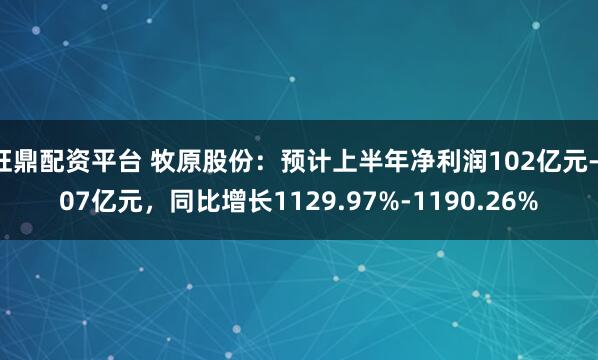 旺鼎配资平台 牧原股份：预计上半年净利润102亿元-107亿元，同比增长1129.97%-1190.26%